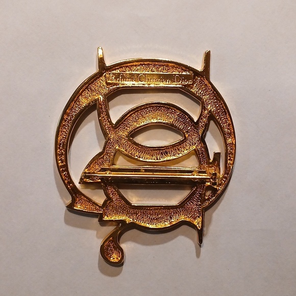 Dior Gold-Tone Logo Brooch - Picture 3 of 4